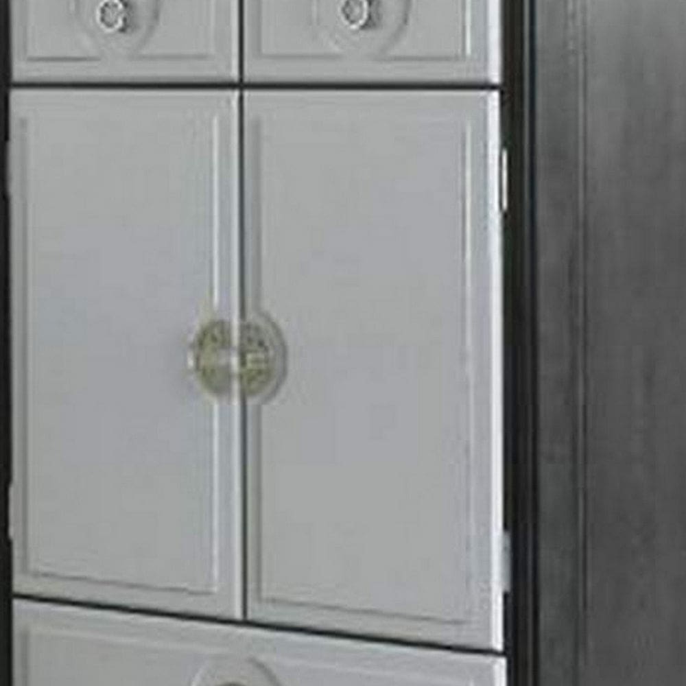 Pat 52 Inch Wood Tall Armoire Cabinet 3 Felt Lined Drawers Black and Gray By Casagear Home BM279156