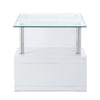 24 Inch Square Accent End Table Glass Top Open Shelf White Chrome By Casagear Home BM279165