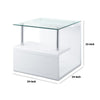 24 Inch Square Accent End Table Glass Top Open Shelf White Chrome By Casagear Home BM279165