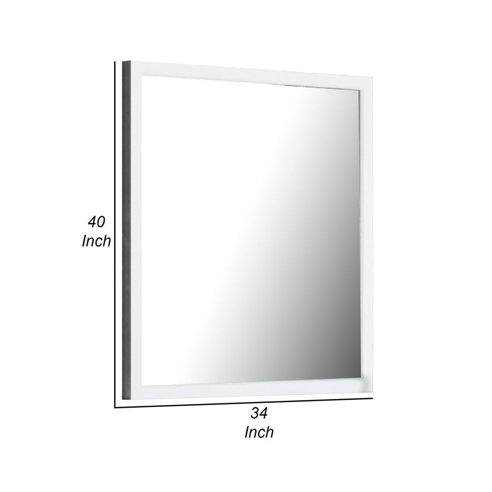 Noe 40 Inch Modern Mirror Wood Frame Portrait Matte White By Casagear Home BM279214