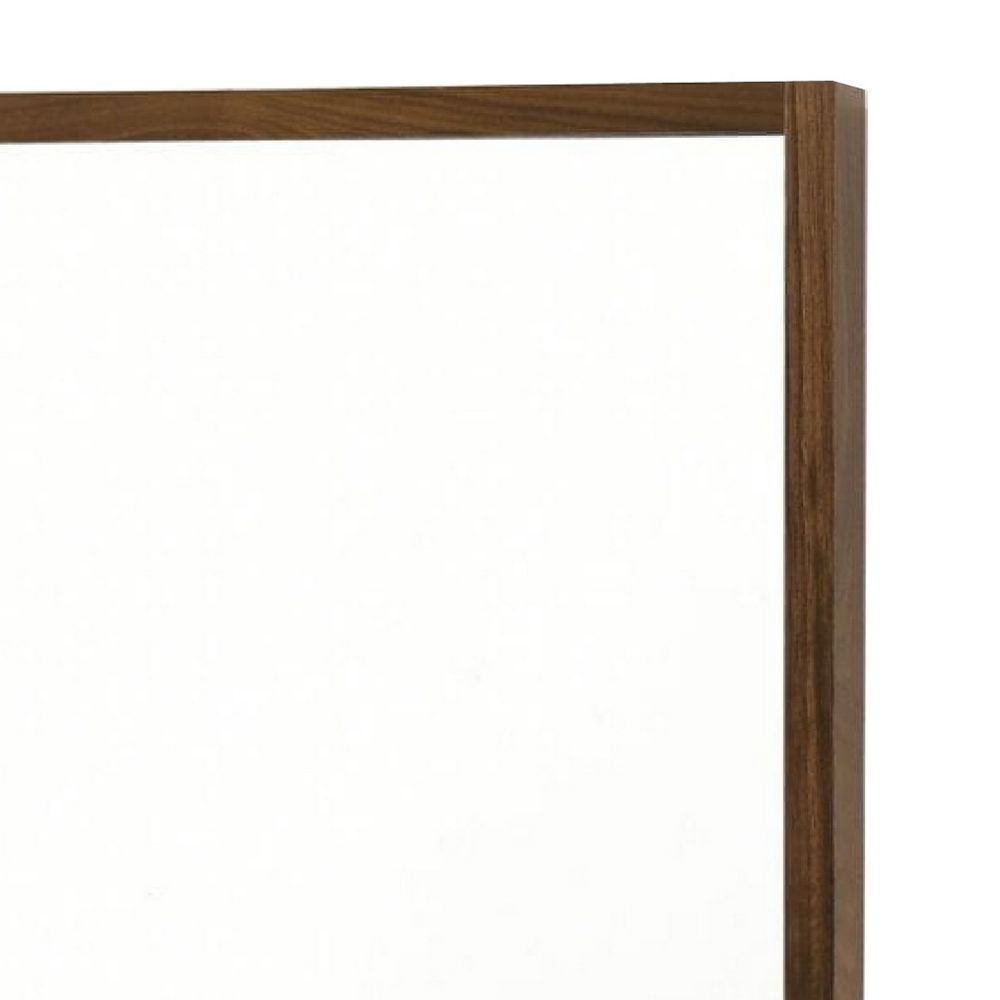 Noe 40 Inch Modern Wall Mirror Sleek Wood Frame Walnut Veneer By Casagear Home BM279246