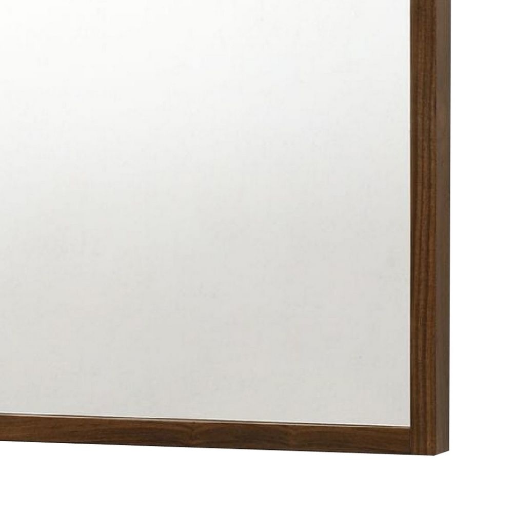 Noe 40 Inch Modern Wall Mirror Sleek Wood Frame Walnut Veneer By Casagear Home BM279246