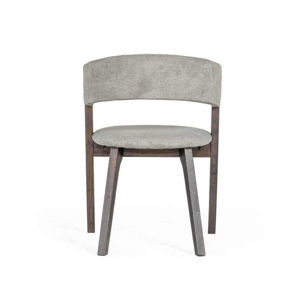 Cid 23 Inch Modern Dining Chair Curved Back Set of 2 Gray Fabric By Casagear Home BM279267