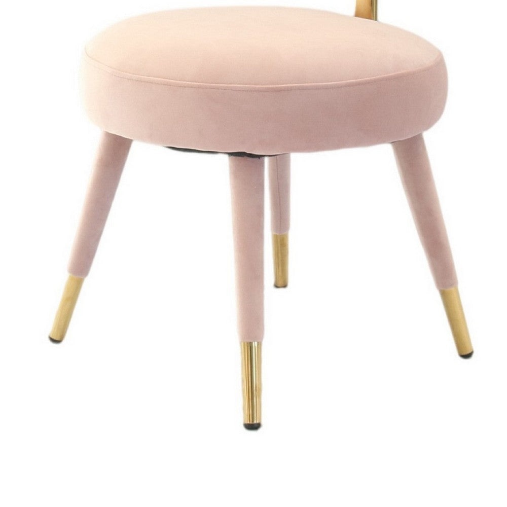 Cid 21 Inch Modern Glam Accent Chair Round Backrest Set of 2 Pink Velvet By Casagear Home BM279360