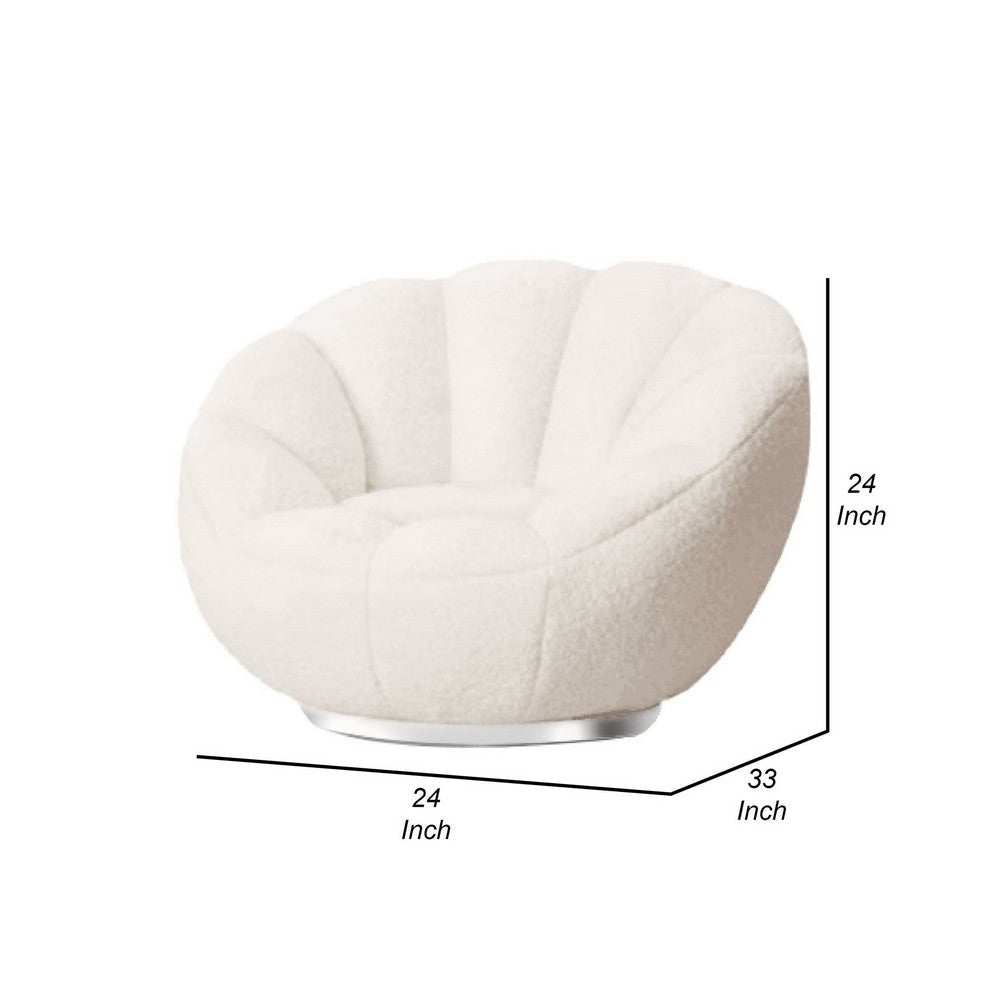 Cid 24 Inch Accent Chair Tufted Back Low Shell Design Fabric White By Casagear Home BM279362