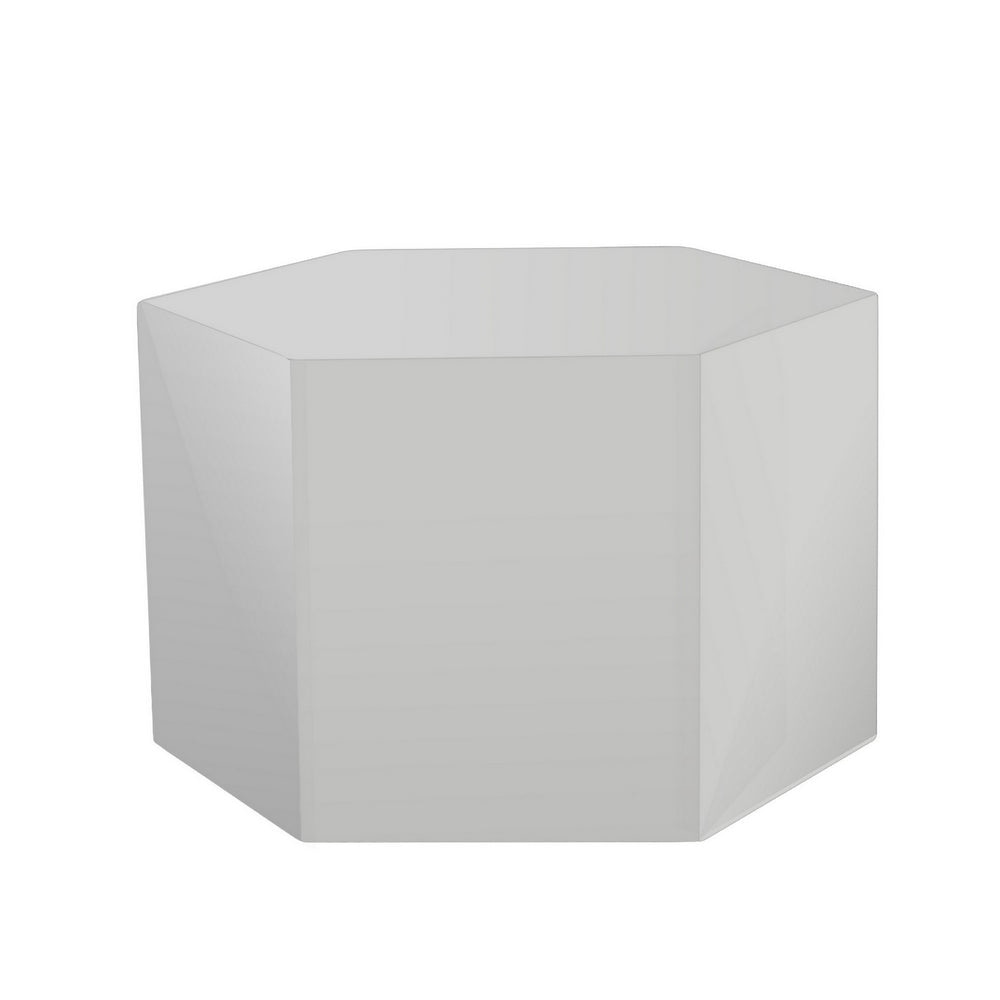 Cid Keli 15 Inch Modular End Table, Small, Glossy, Light Gray By Casagear Home