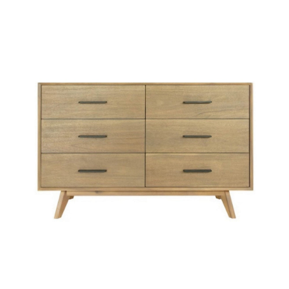 Cid Allie 53 Inch Modern Dresser 6 Drawers Solid Acacia Walnut Brown By Casagear Home BM279487