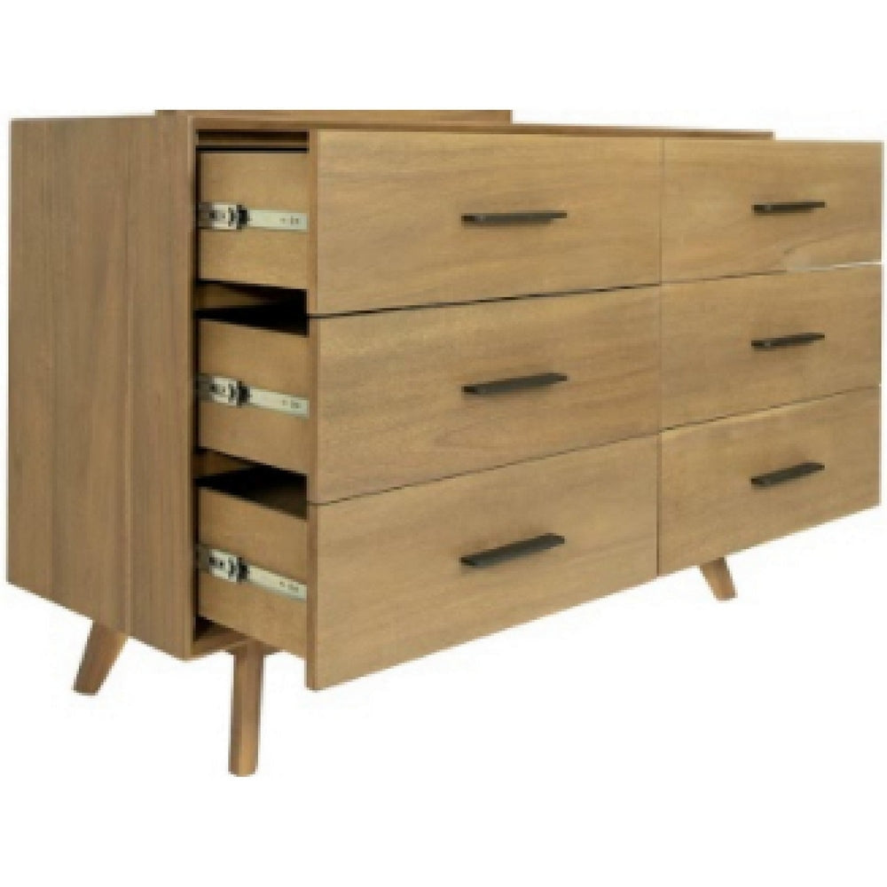 Cid Allie 53 Inch Modern Dresser 6 Drawers Solid Acacia Walnut Brown By Casagear Home BM279487