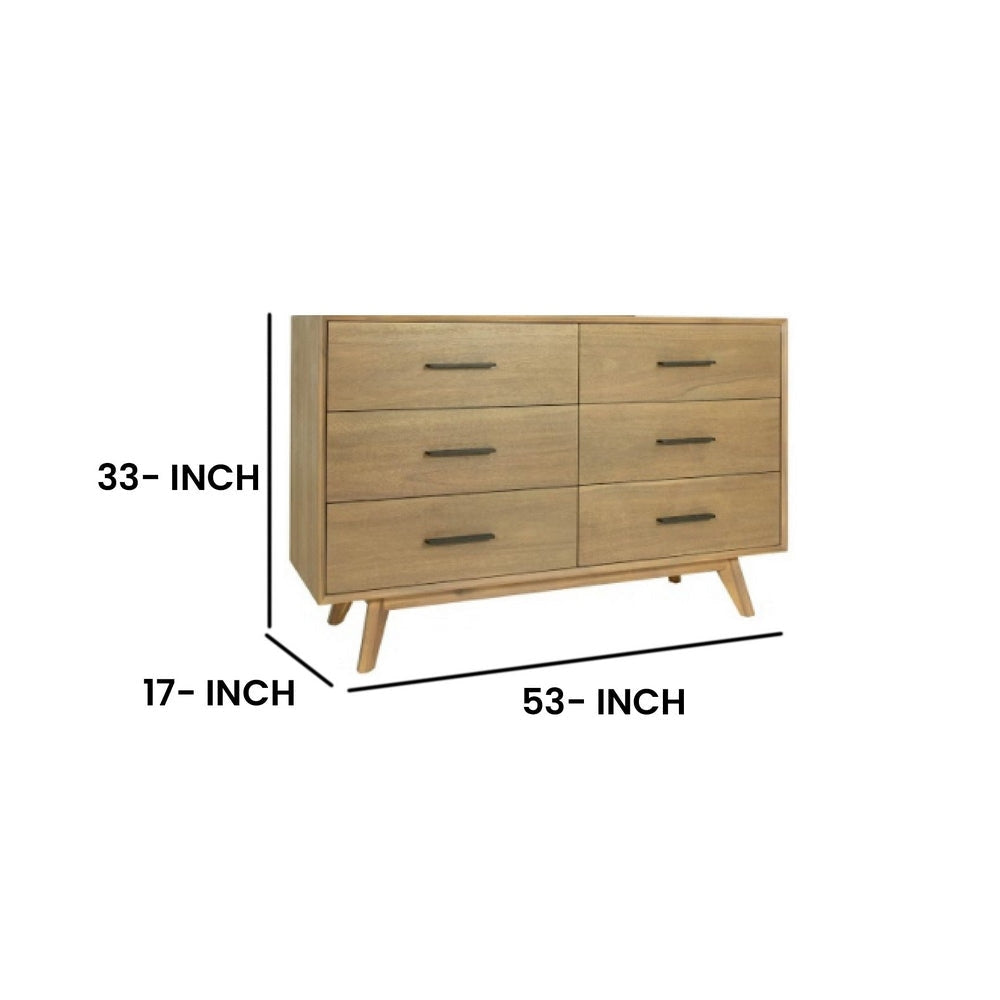 Cid Allie 53 Inch Modern Dresser 6 Drawers Solid Acacia Walnut Brown By Casagear Home BM279487