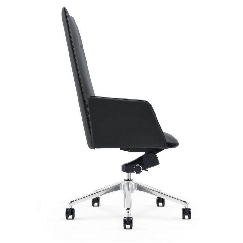 Cid 24 Inch Modern Office Chair Knee Tilt Sleek Tall Back Black By Casagear Home BM279511