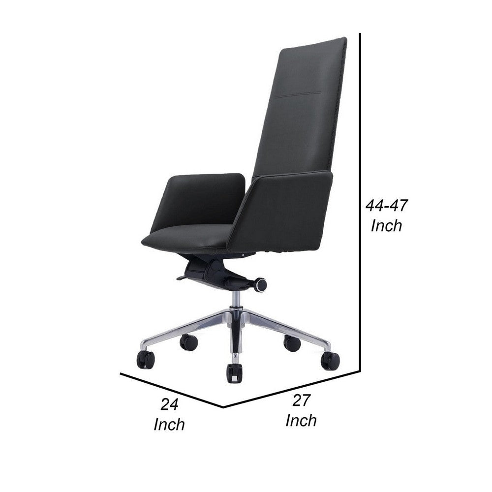 Cid 24 Inch Modern Office Chair Knee Tilt Sleek Tall Back Black By Casagear Home BM279511