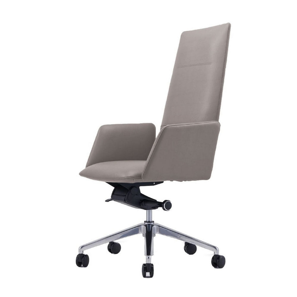 Cid 24 Inch Modern Office Chair, Knee Tilt, Sleek Tall Back, Gray By Casagear Home