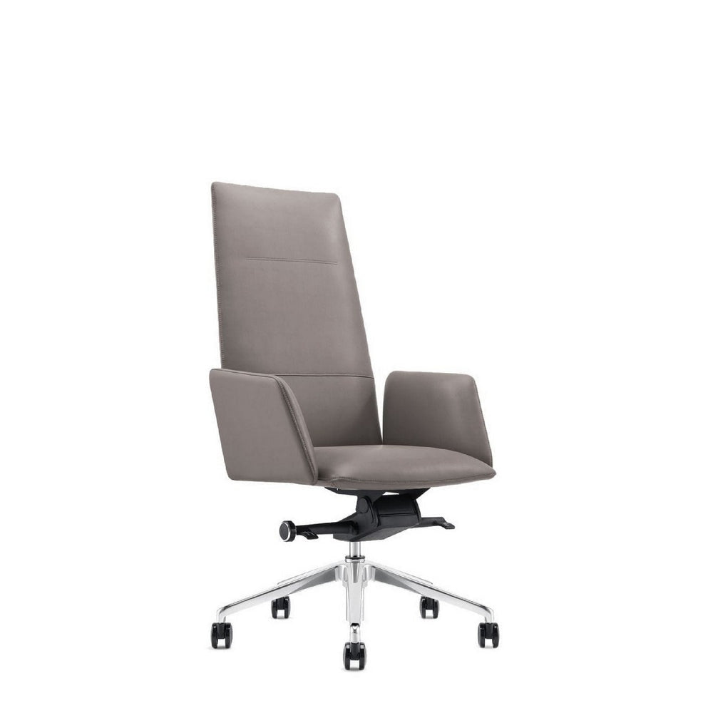 Cid 24 Inch Modern Office Chair Knee Tilt Sleek Tall Back Gray By Casagear Home BM279513