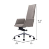 Cid 24 Inch Modern Office Chair Knee Tilt Sleek Tall Back Gray By Casagear Home BM279513