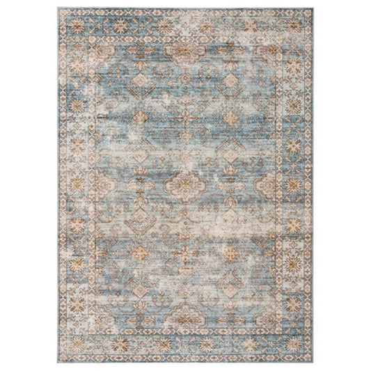 Mia 10 x 8 Large Soft Fabric Floor Area Rug, Washable, Vintage Two Tone Border Design By Casagear Home