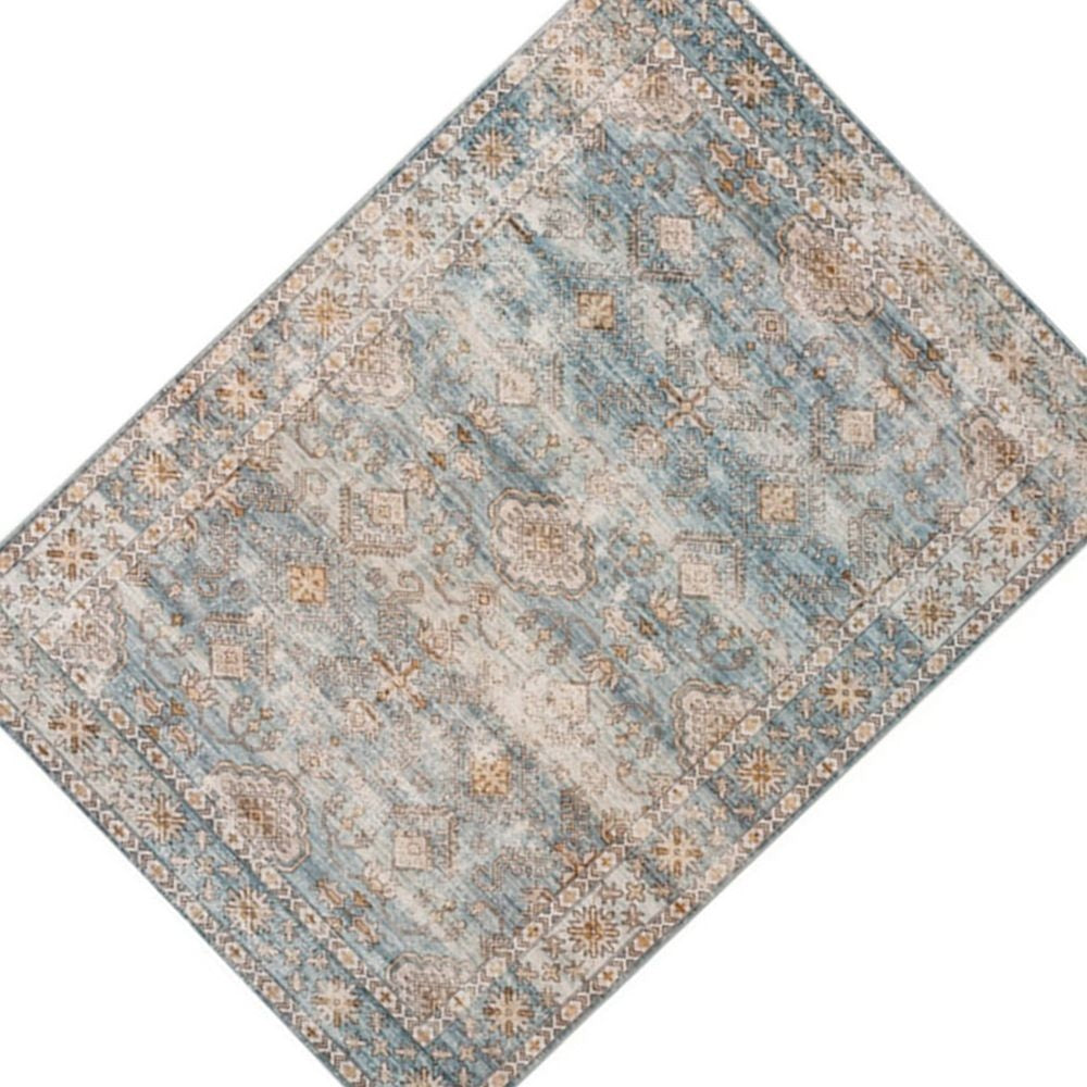 Mia 10 x 8 Large Soft Fabric Floor Area Rug Washable Vintage Two Tone Border Design By Casagear Home BM279705