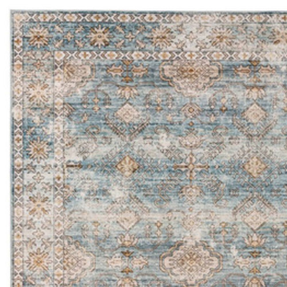 Mia 10 x 8 Large Soft Fabric Floor Area Rug Washable Vintage Two Tone Border Design By Casagear Home BM279705