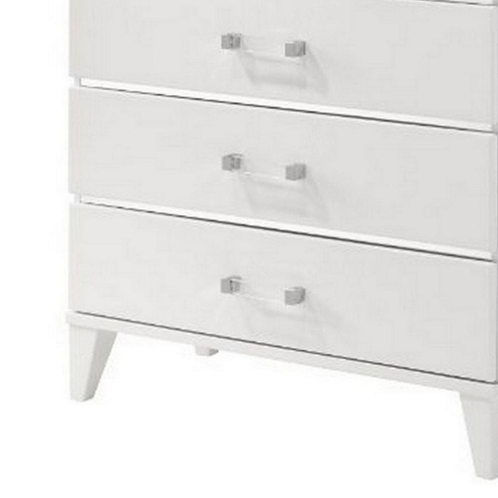 49 Inch Modern Tall Dresser Chest 5 Drawers Bar Handles Wood White By Casagear Home BM279719