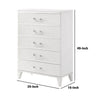 49 Inch Modern Tall Dresser Chest 5 Drawers Bar Handles Wood White By Casagear Home BM279719