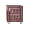 Rex 17 Inch Modern Upholstered Nightstand, 2 Drawer, Crystal Handles, Pink By Casagear Home