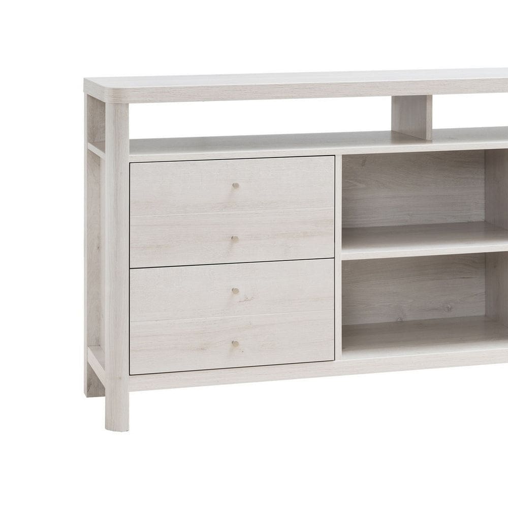 60 Inch Modern Sideboard Buffet Console Cabinet 4 Drawers Wood White Oak By Casagear Home BM279752