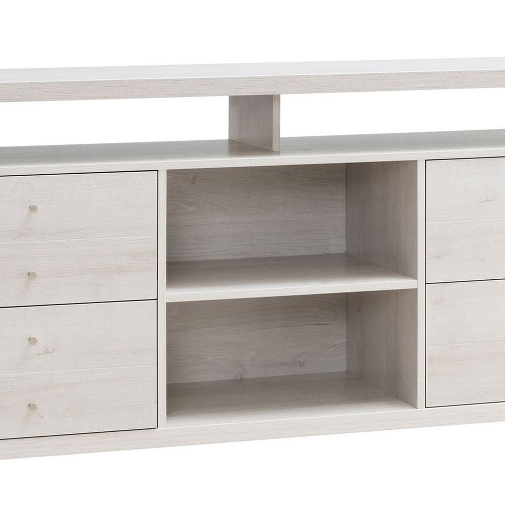 60 Inch Modern Sideboard Buffet Console Cabinet 4 Drawers Wood White Oak By Casagear Home BM279752