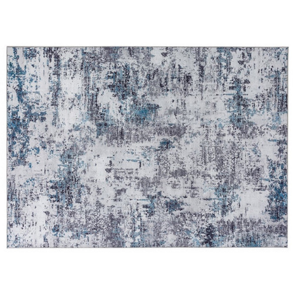 Keli 5 x 7 Modern Area Rug Abstract Art Design Soft Fabric Gray Blue By Casagear Home BM280142