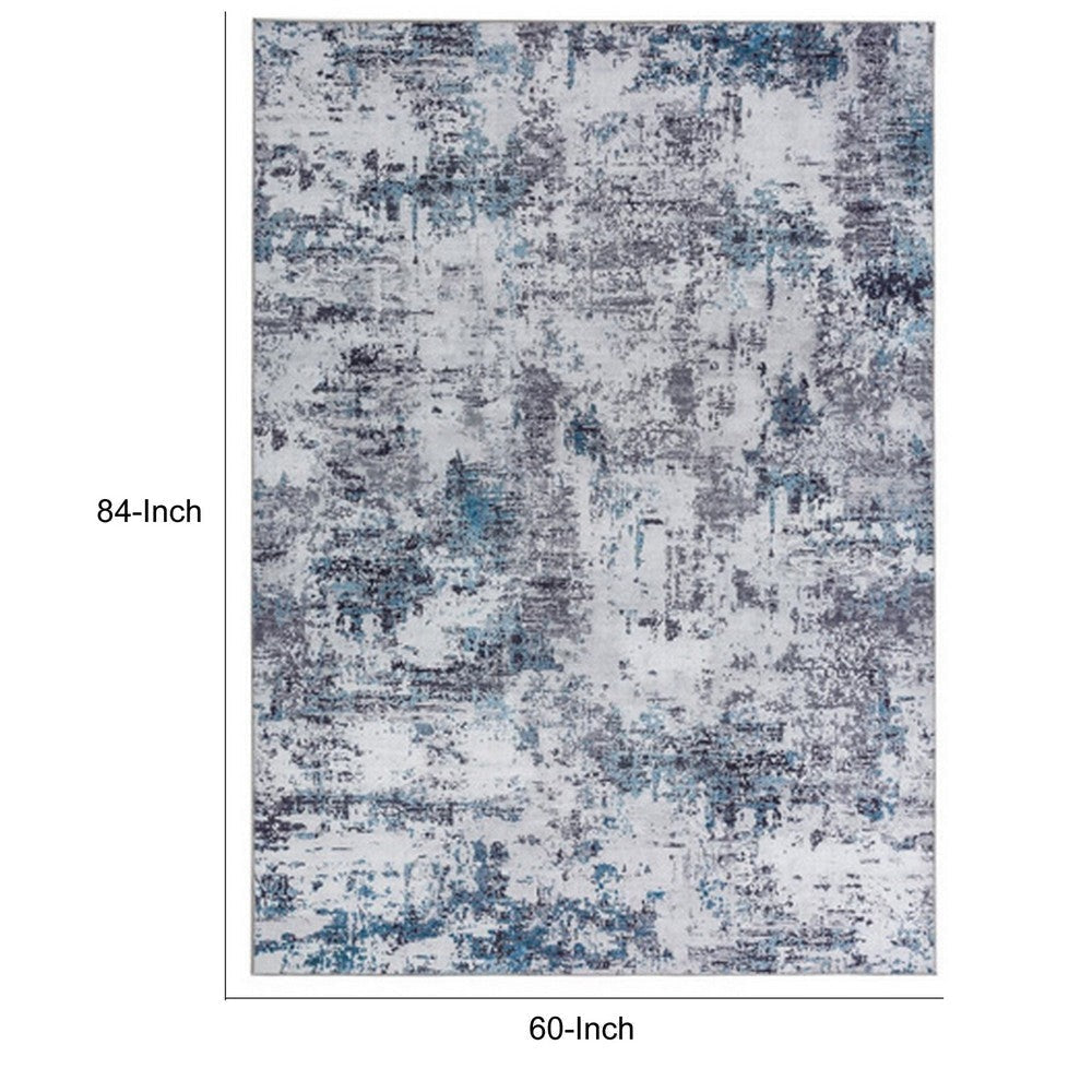 Keli 5 x 7 Modern Area Rug Abstract Art Design Soft Fabric Gray Blue By Casagear Home BM280142