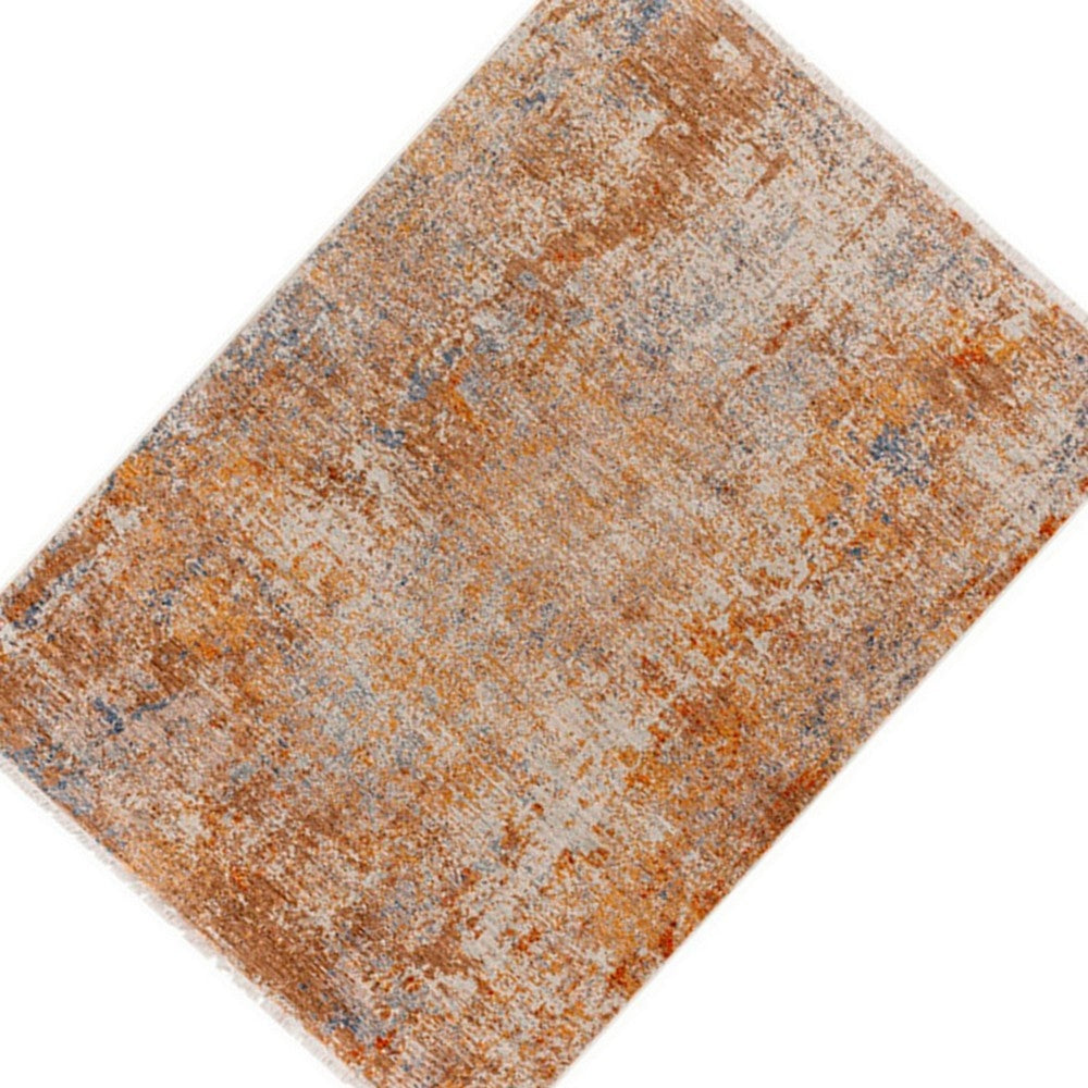 8 x 10 Modern Area Rug Abstract Design Soft Fabric Orange Brown Blue By Casagear Home BM280159