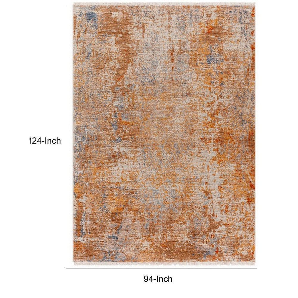 8 x 10 Modern Area Rug Abstract Design Soft Fabric Orange Brown Blue By Casagear Home BM280159