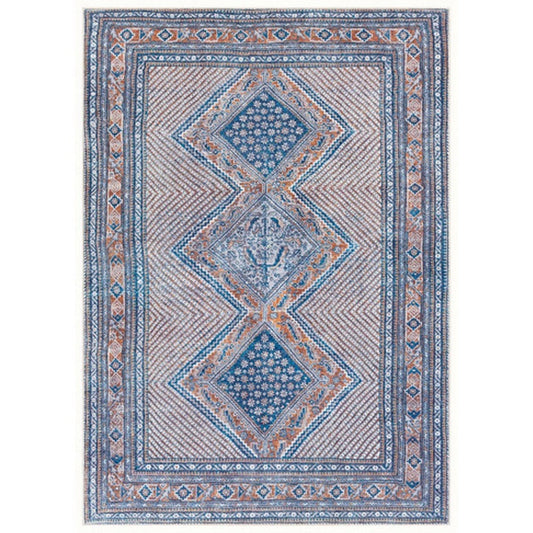 Nia 5 x 7 Washable Soft Area Rug, Ornate, Border, Medium, Cornflower Blue By Casagear Home