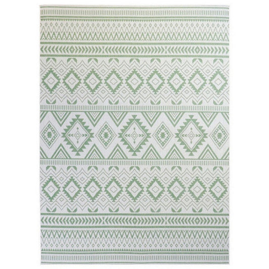 Xyla 8 x 10 Soft Area Rug, Geometric Design, Tribal, Large, Cream, Green By Casagear Home