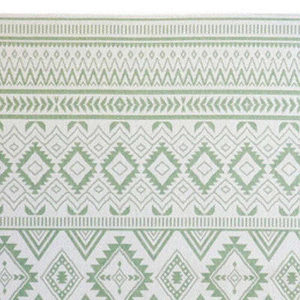 Xyla 8 x 10 Soft Area Rug Geometric Design Tribal Large Cream Green By Casagear Home BM280181