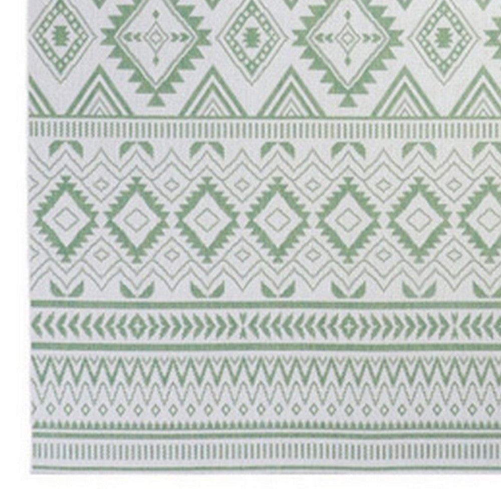 Xyla 8 x 10 Soft Area Rug Geometric Design Tribal Large Cream Green By Casagear Home BM280181