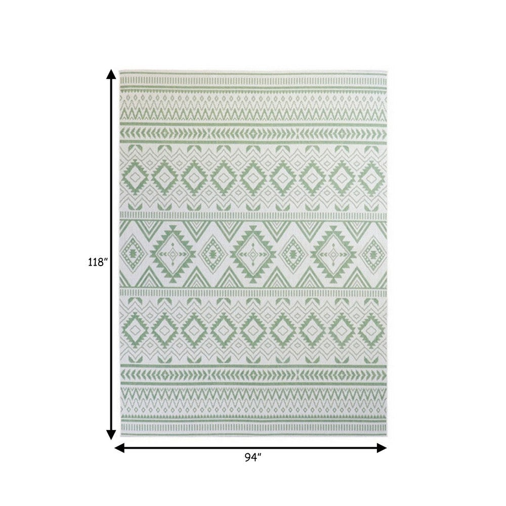 Xyla 8 x 10 Soft Area Rug Geometric Design Tribal Large Cream Green By Casagear Home BM280181