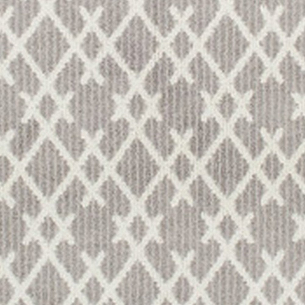 5 x 7 Fabric Floor Area Rug Diamond Symmetrical Medium Gray Ivory By Casagear Home BM280194