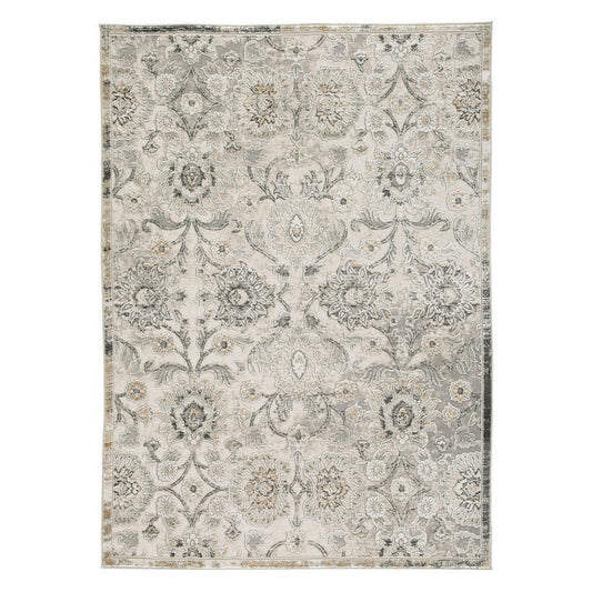 Aza 5 x 7 Floor Area Rug, Damask Floral, 9mm, Medium, Sage Green, Cream By Casagear Home