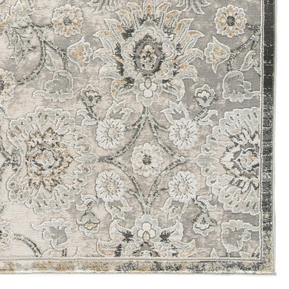 Aza 5 x 7 Floor Area Rug Damask Floral 9mm Medium Sage Green Cream By Casagear Home BM280205