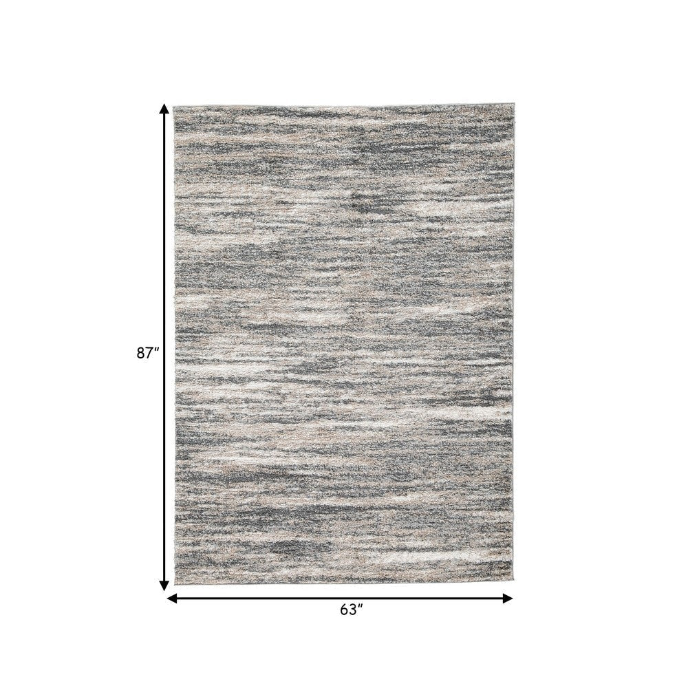 Zeni 5 x 7 Modern Area Rug Smokey Lined Design Soft Fabric Ivory Beige By Casagear Home BM280226