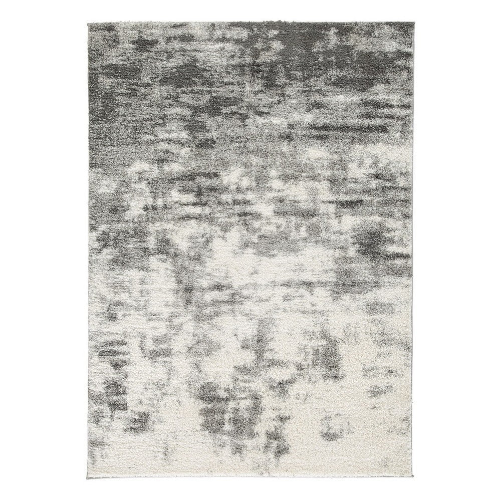 Pax 8 x 10 Modern Area Rug, Smoky Paint Design, Fabric, Large, Cream, Gray By Casagear Home