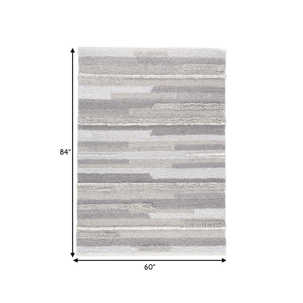 Ella 5 x 7 Modern Area Rug Simple Abstract Design Soft Fabric Stone Gray By Casagear Home BM280246