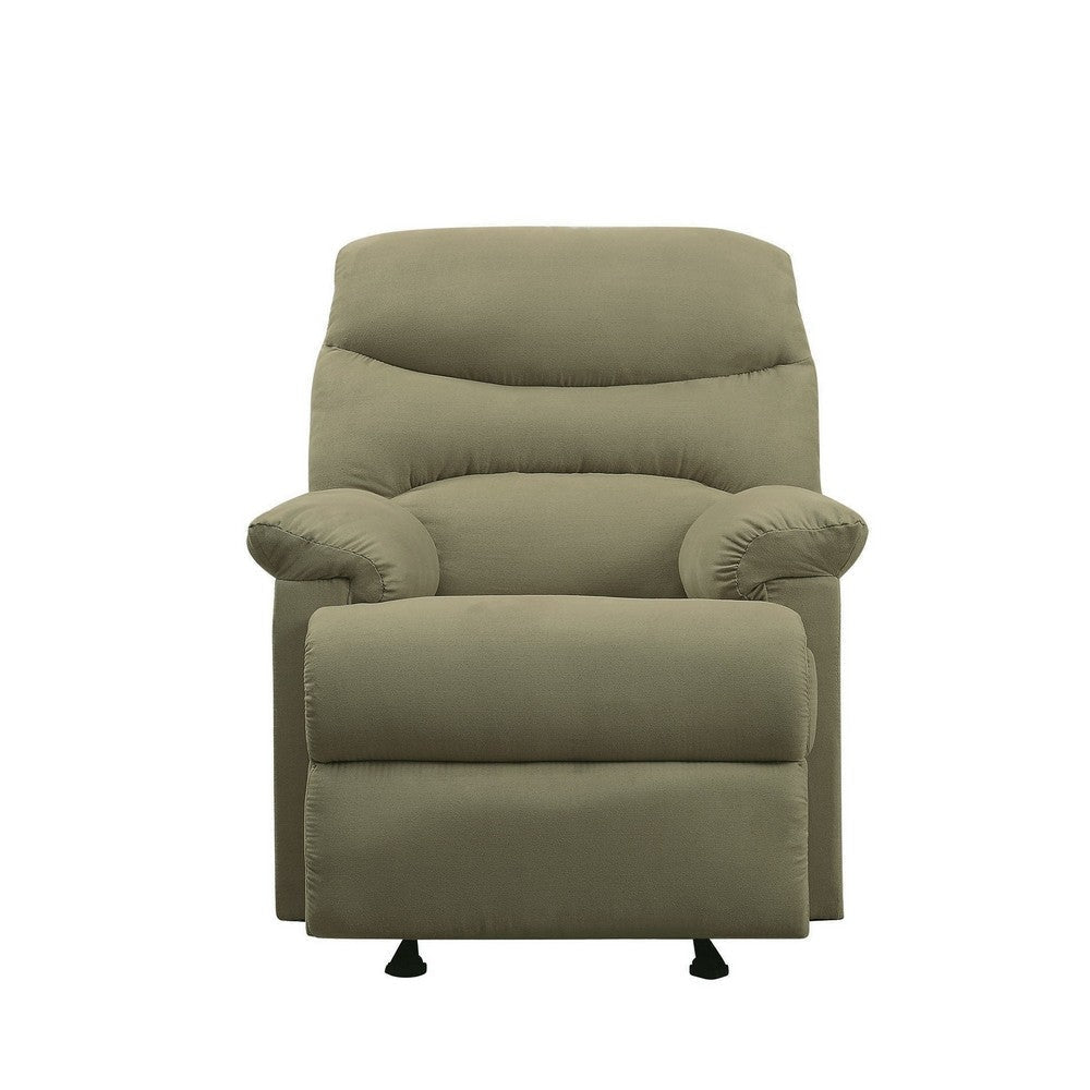 Deby 35 Inch Modern Recliner Foam Cushioned Seat Microfiber Sage Green By Casagear Home BM280250