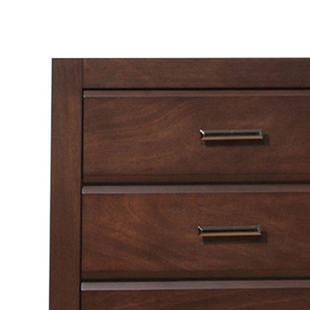 48 Inch Modern Tuscany Tall Dresser Chest 5 Drawers Metal Handles Brown By Casagear Home BM280266