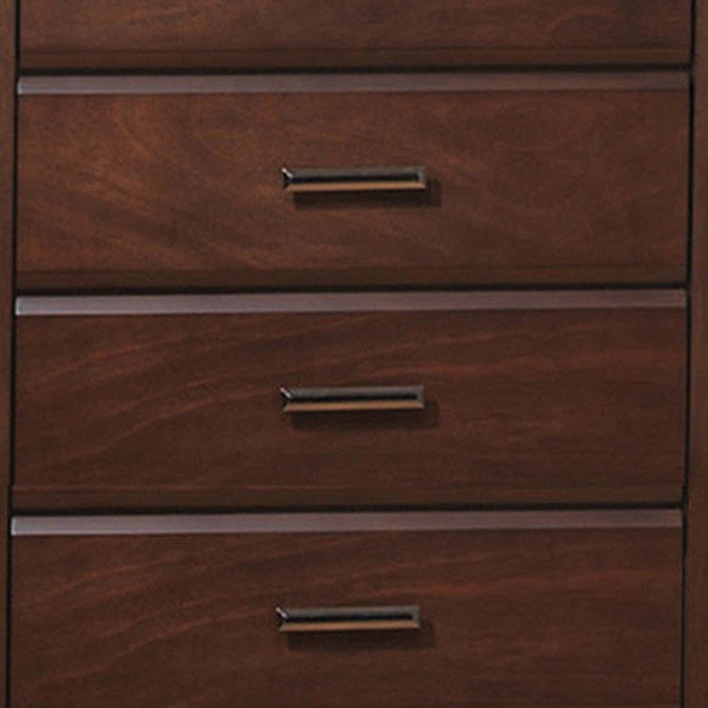 48 Inch Modern Tuscany Tall Dresser Chest 5 Drawers Metal Handles Brown By Casagear Home BM280266