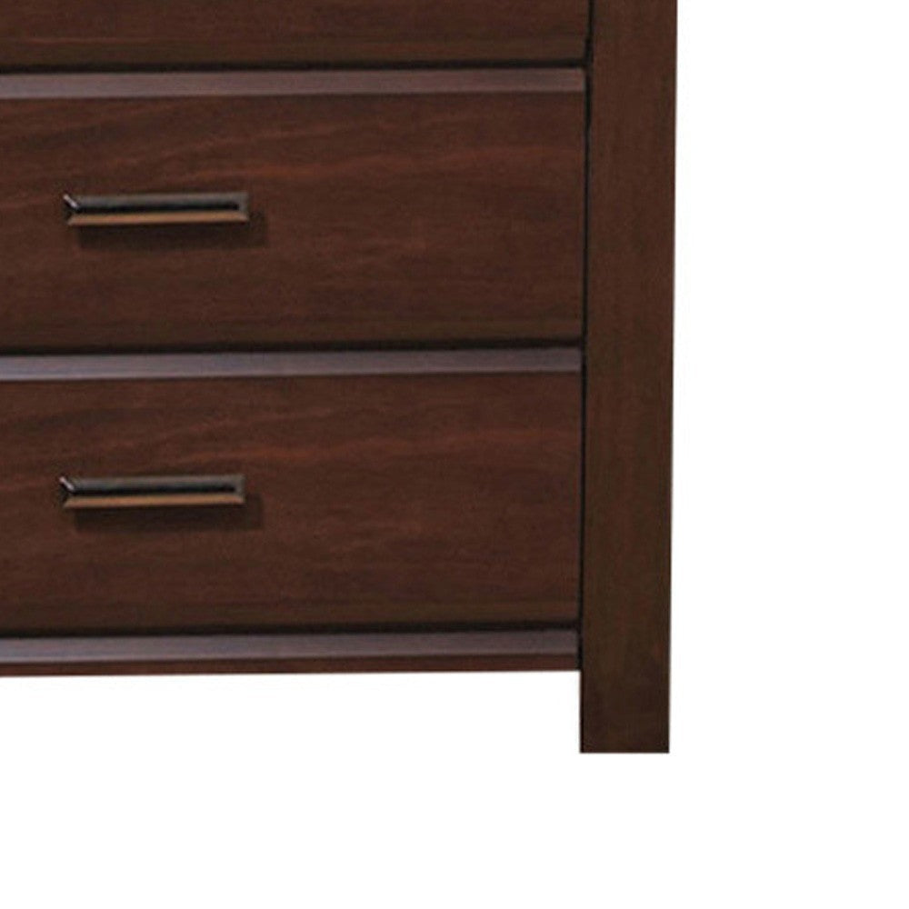 48 Inch Modern Tuscany Tall Dresser Chest 5 Drawers Metal Handles Brown By Casagear Home BM280266