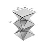 20 Inch Modern End Table Square Mirror Top Silver Geometric Pedestal Base By Casagear Home BM280277