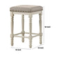 24 Inch Counter Height Stool Luxe Nailhead Trim Set of 2 Antique White By Casagear Home BM280303