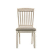 18 Inch Dining Chair Fabric Padded Seat Slatted Set of 2 Antique White By Casagear Home BM280305