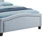 Alex King Size Bed Slate Blue Fabric Upholstered Nailhead Trim By Casagear Home BM280331