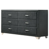 Cale 60 Inch Velvet Dresser, Modern Glam, 6 Drawer, Nailhead, Gray By Casagear Home